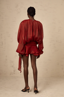 Marcelline Pleated Ruffled Mini Dress