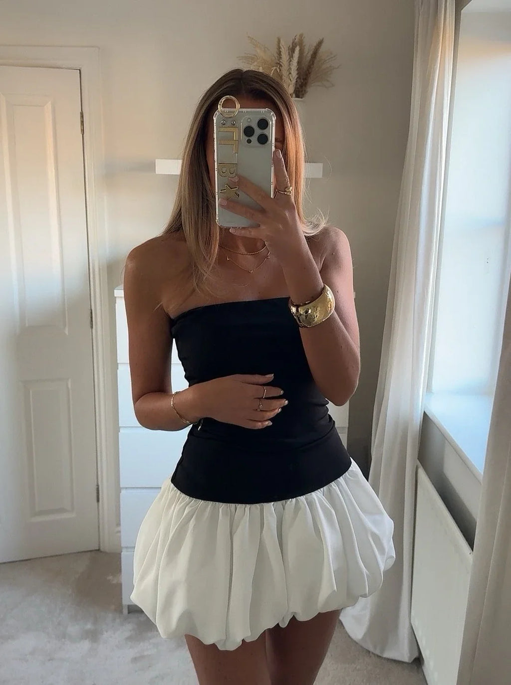 Amelia Bubble Hem Mini Dress