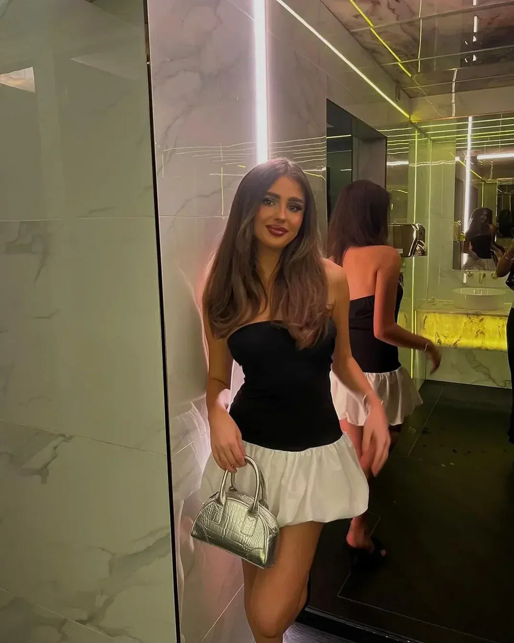 Amelia Bubble Hem Mini Dress