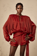 Marcelline Pleated Ruffled Mini Dress