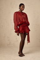 Marcelline Pleated Ruffled Mini Dress